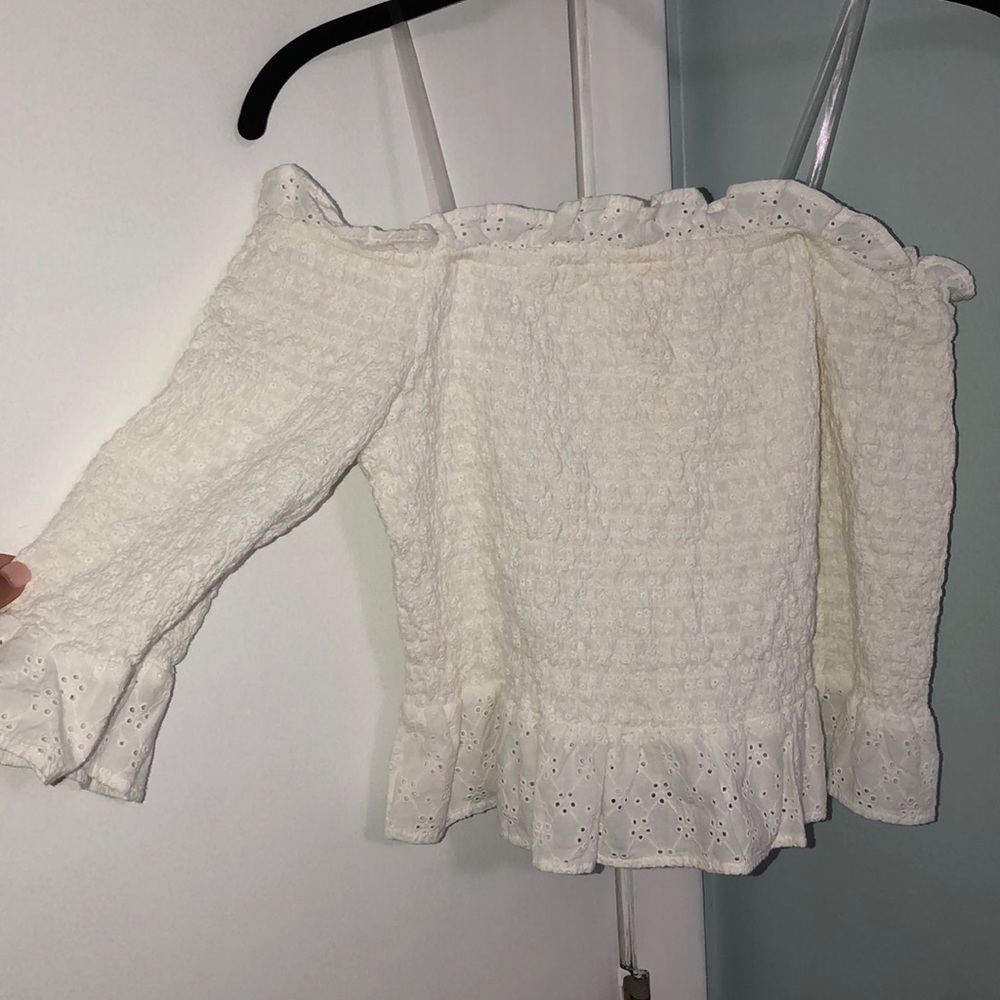 Off the shoulder eyelet top